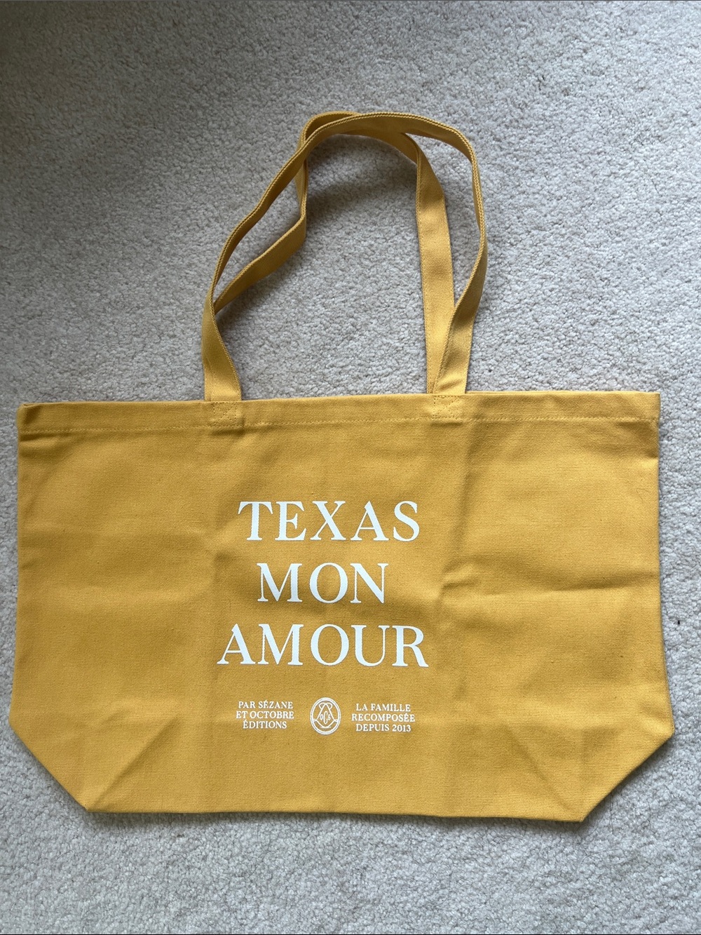 Sézane 🇫🇷 Texas Mon Amour Mustard Yellow Canvas Market Tote Bag NEW